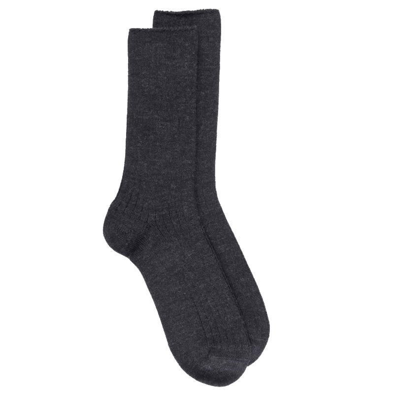 doré doré Chaussettes côtelées en laine Mérinos épaisse - Gris