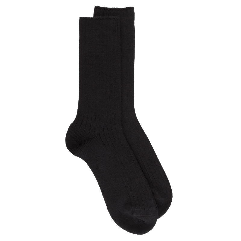 Doré Doré Chaussettes Côtelées En Laine Mérinos épaisse - Noir