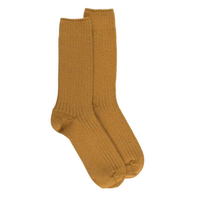 doré doré Chaussettes côtelées en laine Mérinos épaisse - Safran
