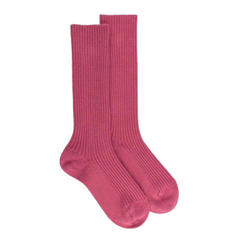 Doré Doré Chaussettes Côtelées Pour Femmes En Laine Vierge Viscose Et Caschmere Coloris Unis. - Rose Antique
