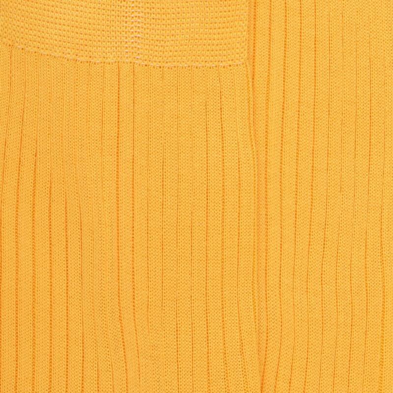 Doré Doré Chaussettes Côtelées Pour Hommes En Fil D'Ecosse 100% Uni - Jaune Papaye