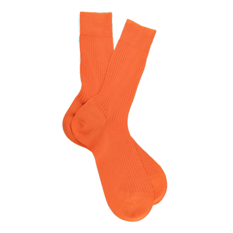 Doré Doré Chaussettes Côtelées Pour Hommes En Fil D'Ecosse 100% Uni - Oranger