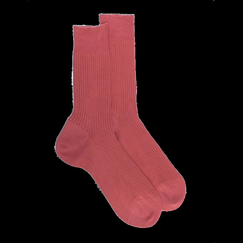 doré doré Chaussettes côtelées pour hommes en fil d'Ecosse 100% uni - Rose Jouy