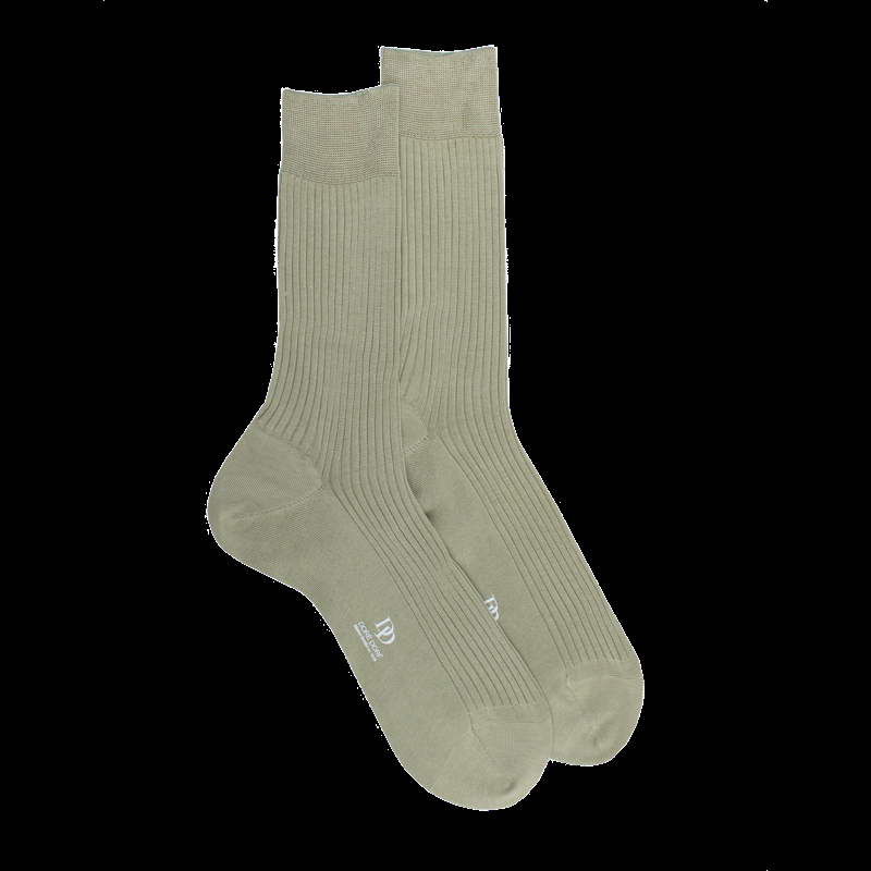 doré doré Chaussettes côtelées pour hommes en fil d'Ecosse 100% uni - Vert Sauge