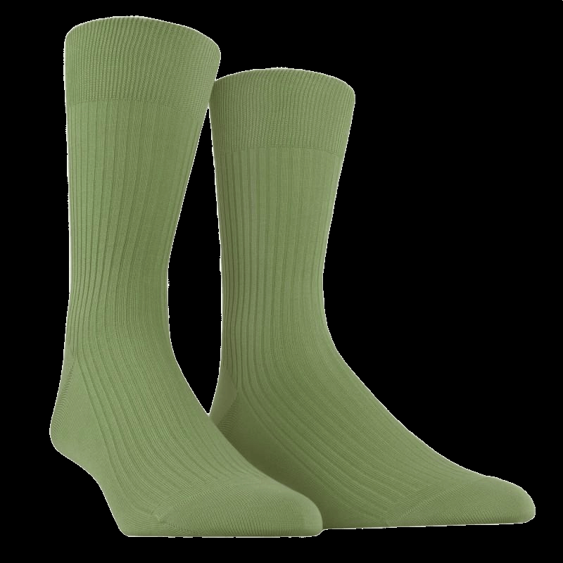 Doré Doré Chaussettes Côtelées Pour Hommes En Fil D'Ecosse 100% Uni - Vert Campagne