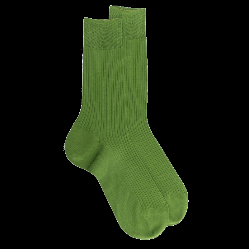 doré doré Chaussettes côtelées pour hommes en fil d'Ecosse 100% uni - Vert Campagne