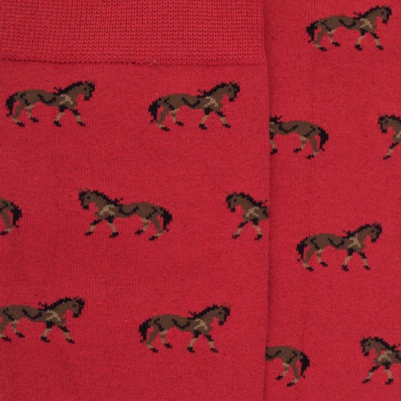 Doré Doré Chaussettes Coton à Motifs Chevaux - Brique