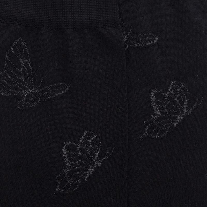 Doré Doré Chaussettes Courtes En Laine Unie Pour Femmes Avec Papillons Transparents - Noir
