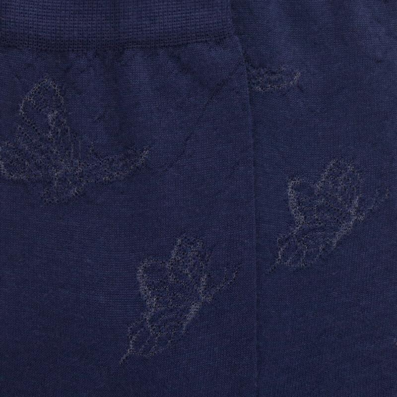 Doré Doré Chaussettes Courtes En Laine Unie Pour Femmes Avec Papillons Transparents - Bleu Caban