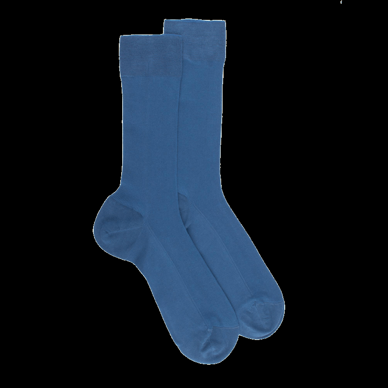 doré doré Chaussettes courtes pour hommes en TENCEL™ Lyocell à côtes unies. - Bleu Naval