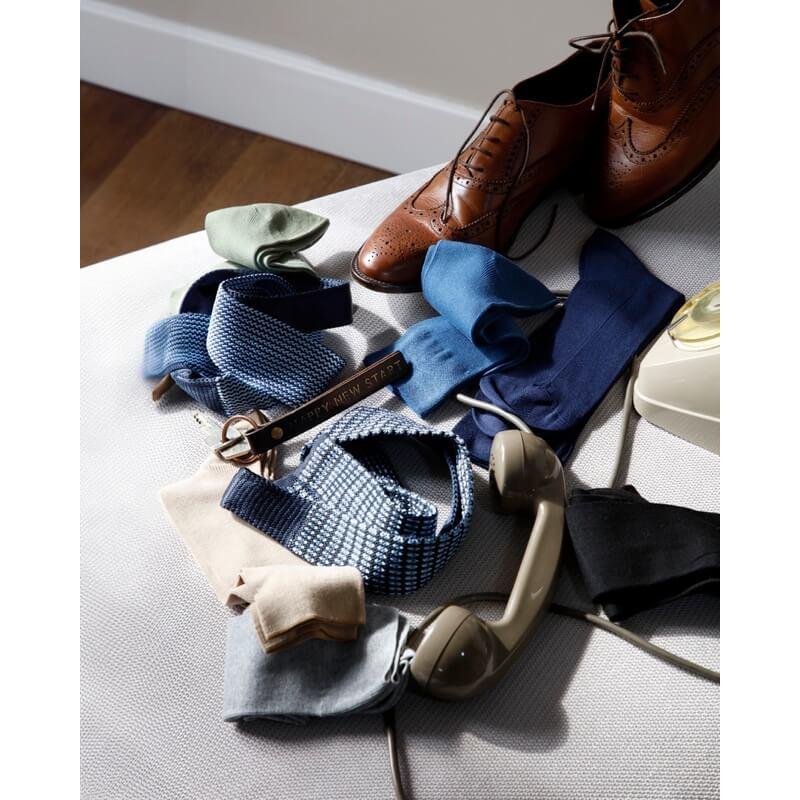 Doré Doré Chaussettes Courtes Pour Hommes En TENCEL™ Lyocell à Côtes Unies. - Bleu Matelot