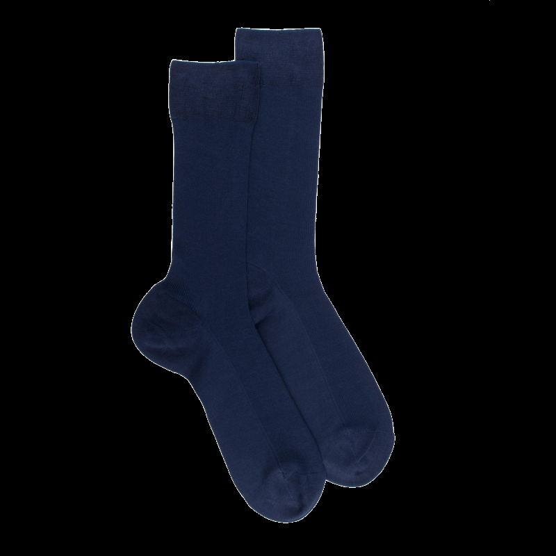doré doré Chaussettes courtes pour hommes en TENCEL™ Lyocell à côtes unies. - Bleu Matelot