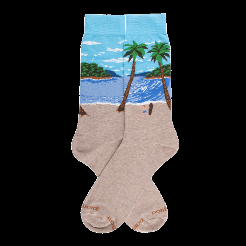Doré Doré Chaussettes D'Ecosse Pour Hommes Avec Motif De Plage Tropicale - Beige Sahara