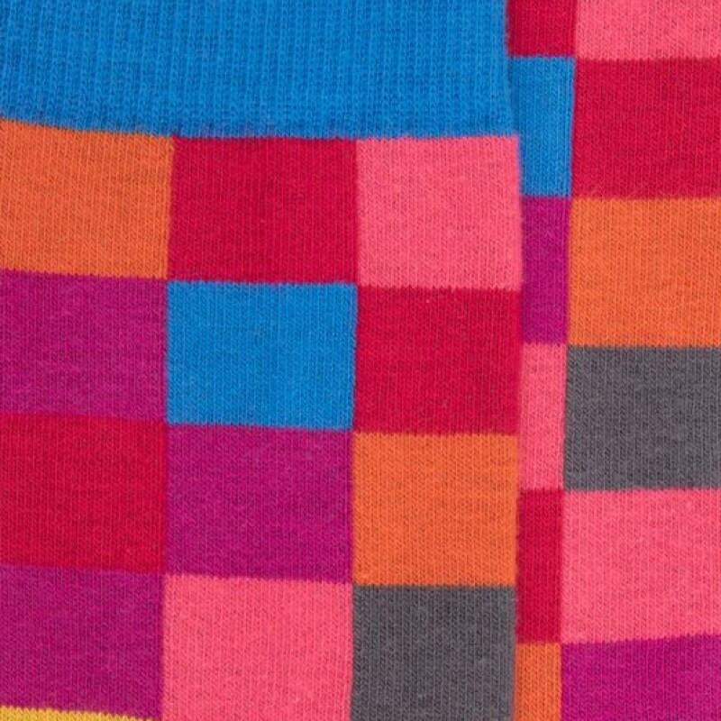 Doré Doré Chaussettes Echiquier Multicolore En Coton Doux - Rouge