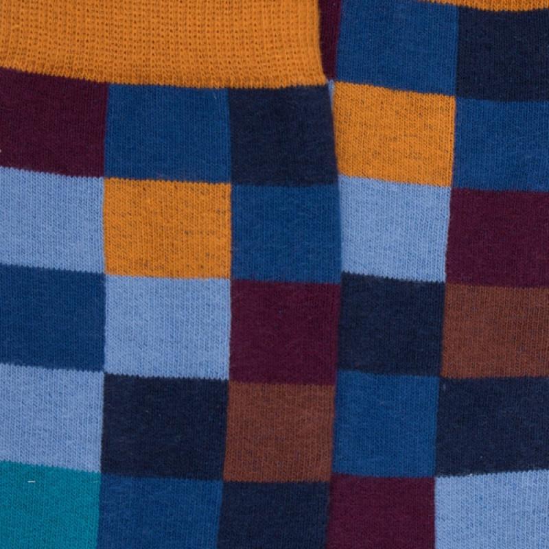 Doré Doré Chaussettes Echiquier Multicolore En Coton Doux