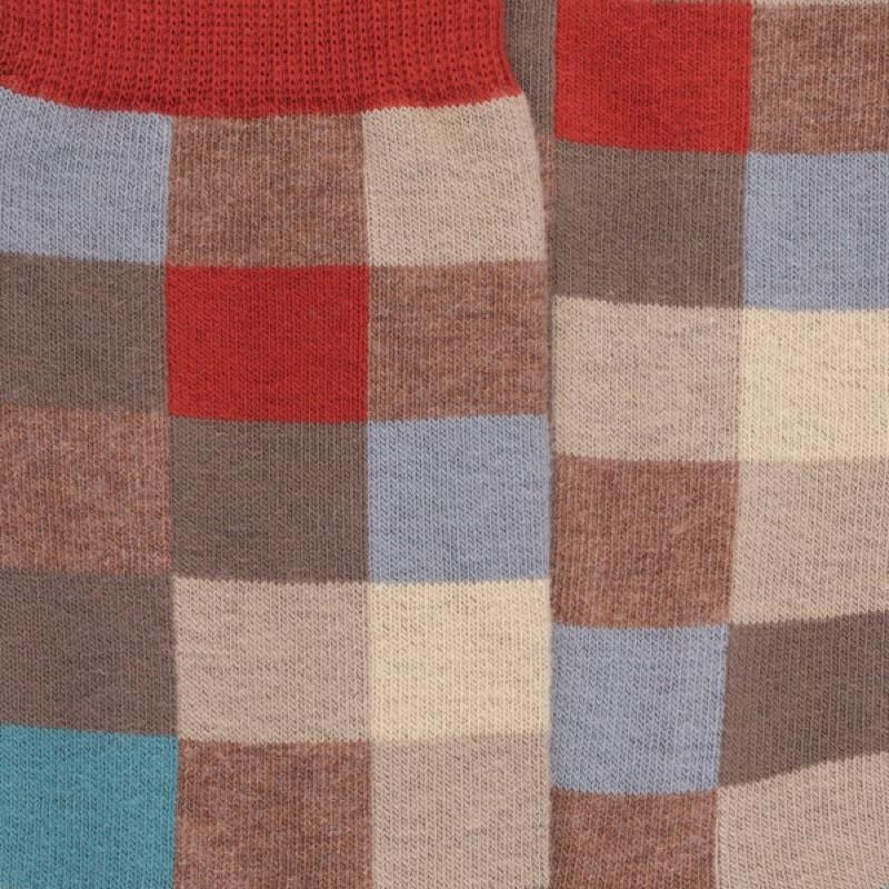 Doré Doré Chaussettes Echiquier Multicolore En Coton Doux