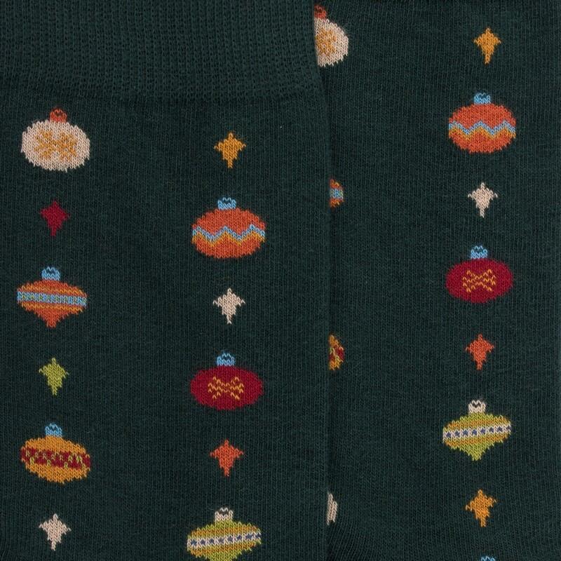 Doré Doré Chaussettes En Coton à Motifs De Boules De Noël Pour Hommes - Gris-vert Fer