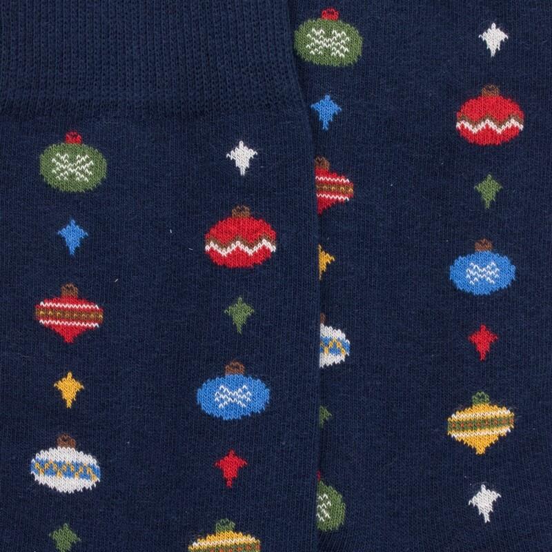 Doré Doré Chaussettes En Coton à Motifs De Boules De Noël Pour Hommes - Bleu Voilier