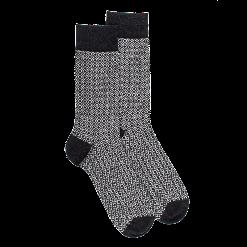 doré doré Chaussettes en coton à motifs de diamants pour hommes - Gris anthracite