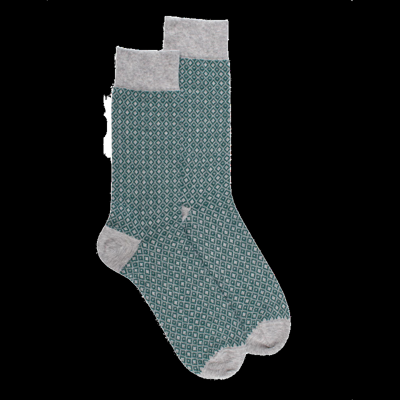 doré doré Chaussettes en coton à motifs de diamants pour hommes - Gris Rocheux