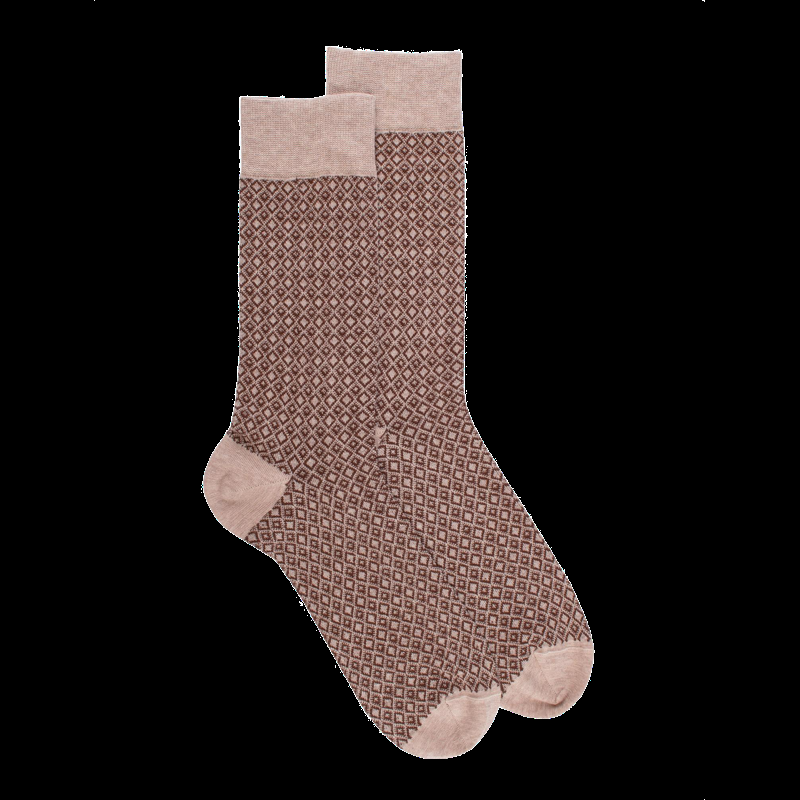 Doré Doré Chaussettes En Coton à Motifs De Diamants Pour Hommes