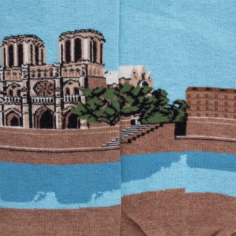 Doré Doré Chaussettes En Coton à Motifs De Notre Dame Pour Hommes - Marron Caille