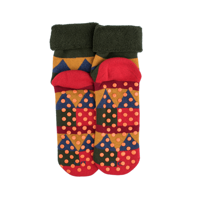 doré doré Chaussettes en coton à motifs géométriques pour enfants - Rouge Ponceau
