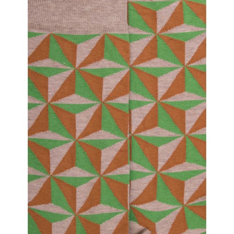 Doré Doré Chaussettes En Coton à Motifs Géométriques Pour Hommes - Beige Sahara