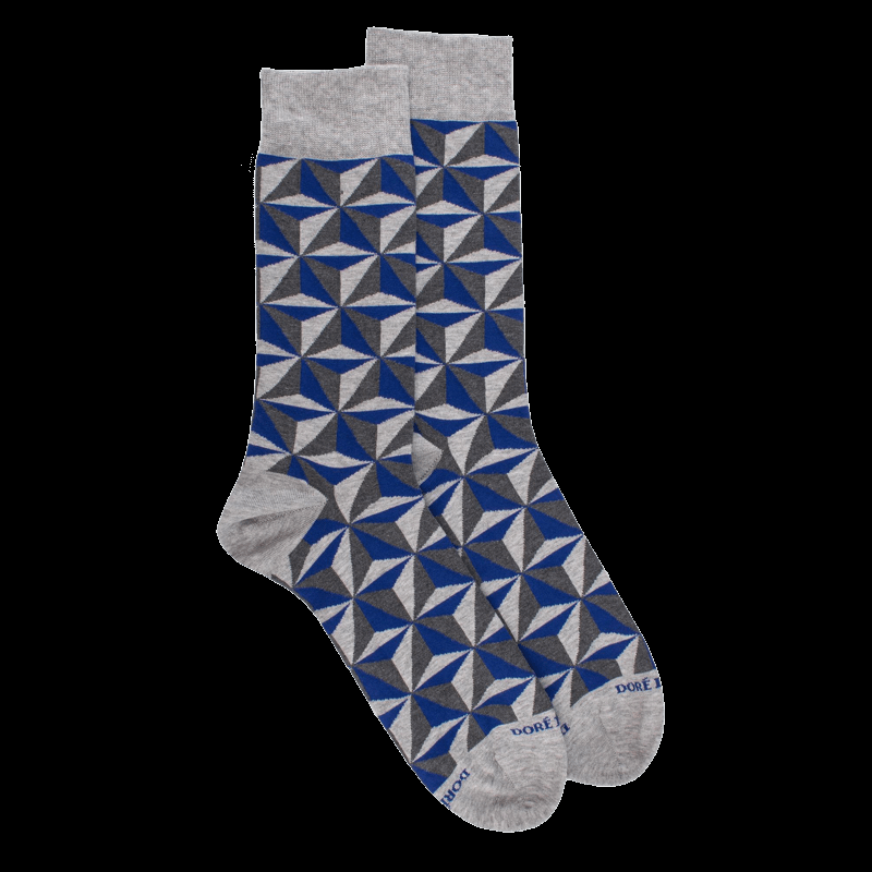 doré doré Chaussettes en coton à motifs géométriques pour hommes - Gris Rocheux