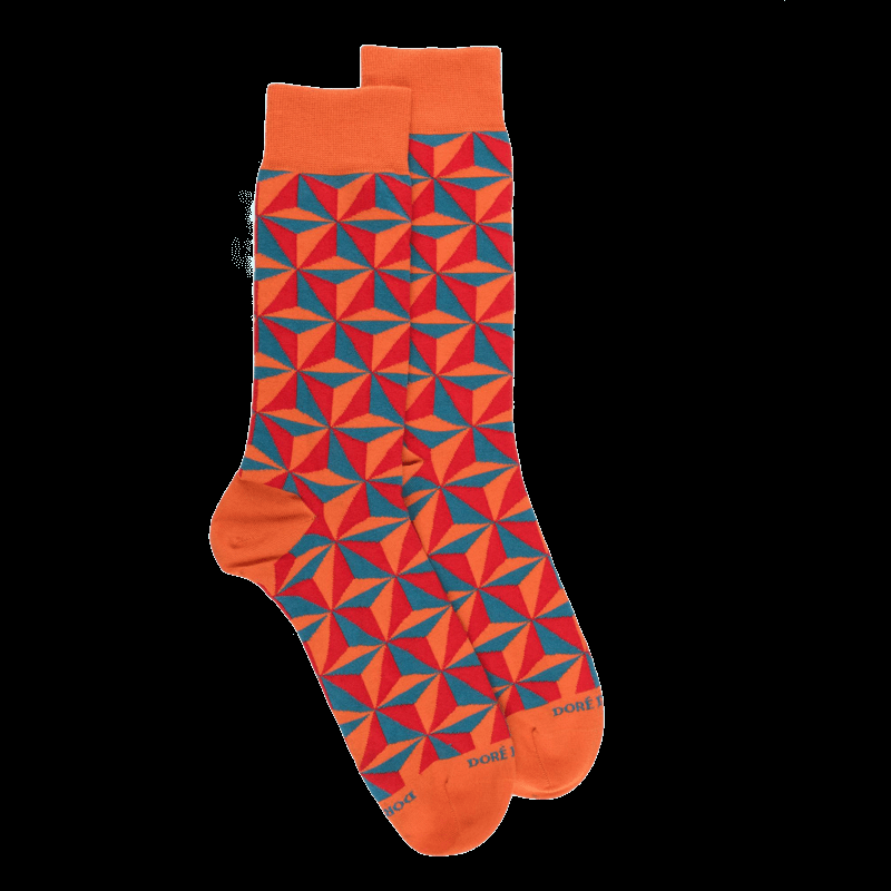 doré doré Chaussettes en coton à motifs géométriques pour hommes - Abricot