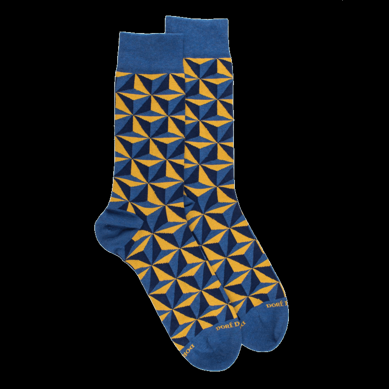doré doré Chaussettes en coton à motifs géométriques pour hommes