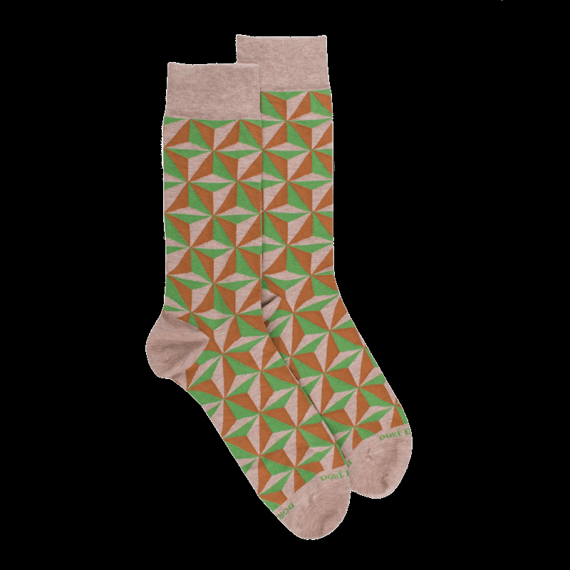 doré doré Chaussettes en coton à motifs géométriques pour hommes - Beige Sahara