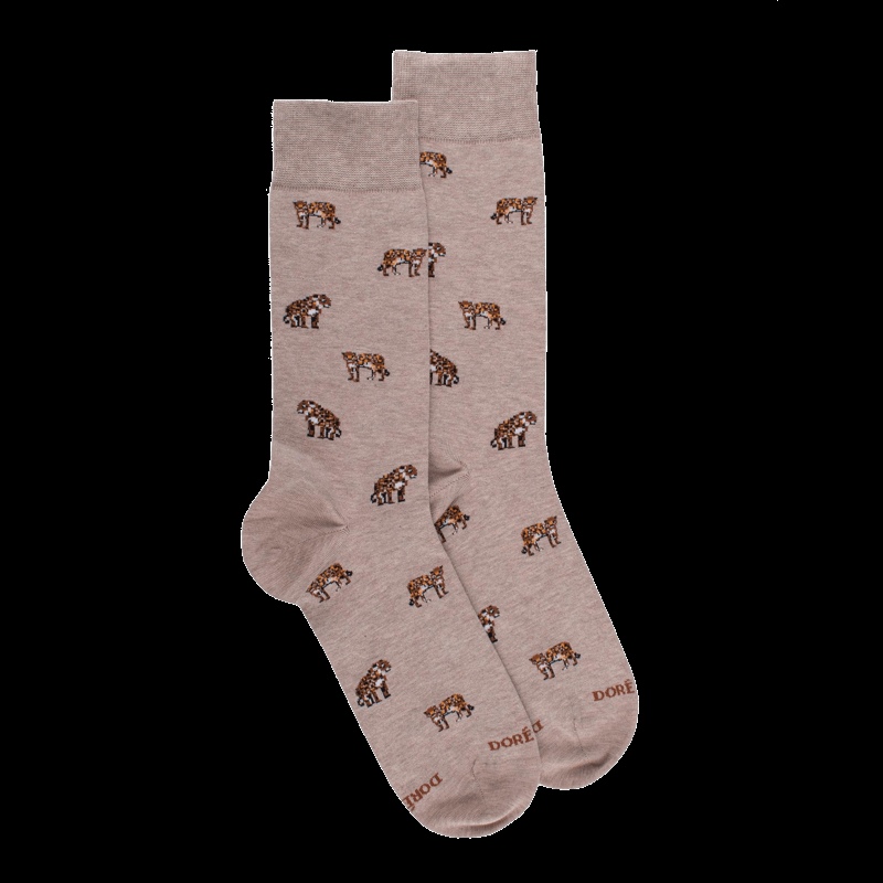 doré doré Chaussettes en coton à motifs Jaguar pour hommes - Beige Sahara