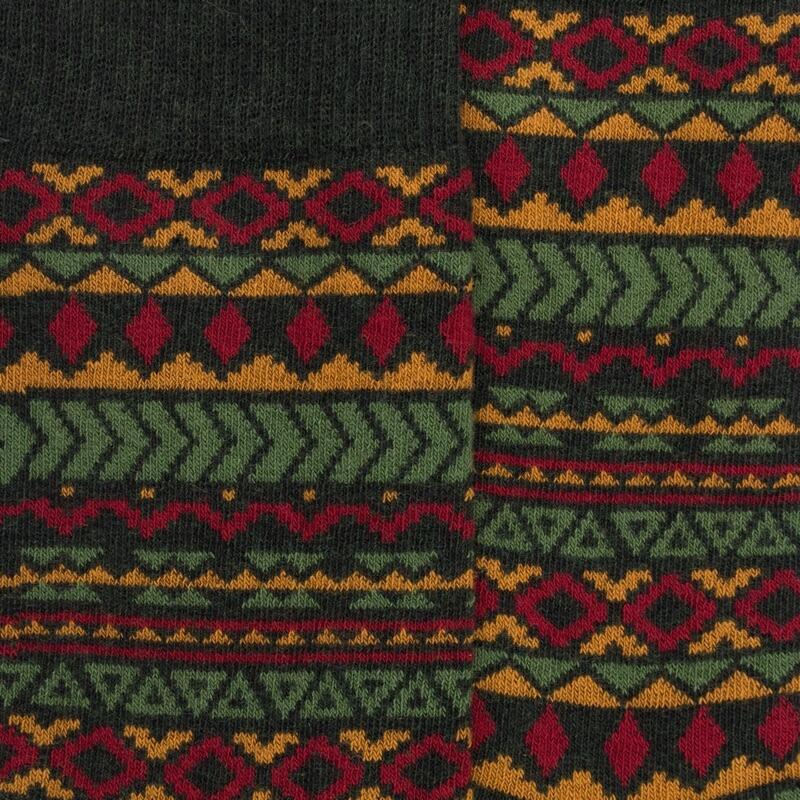 Doré Doré Chaussettes En Coton à Motifs Tribaux Pour Hommes - Vert Thym