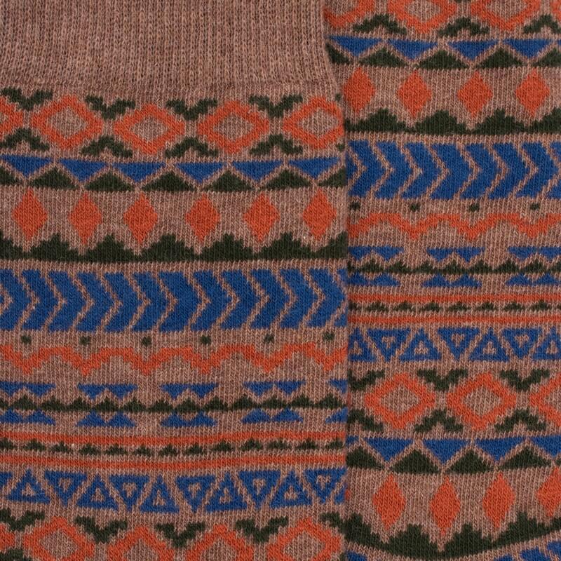 Doré Doré Chaussettes En Coton à Motifs Tribaux Pour Hommes - Marron Caille