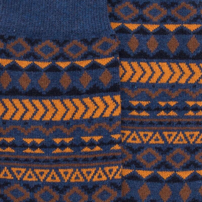 Doré Doré Chaussettes En Coton à Motifs Tribaux Pour Hommes - Bleu Pêcheur