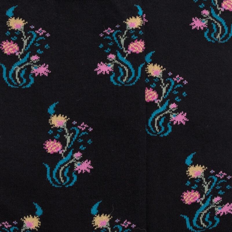 Doré Doré Chaussettes En Coton égyptien Pour Femmes Avec Motifs De Bouquets De Fleurs - Noir