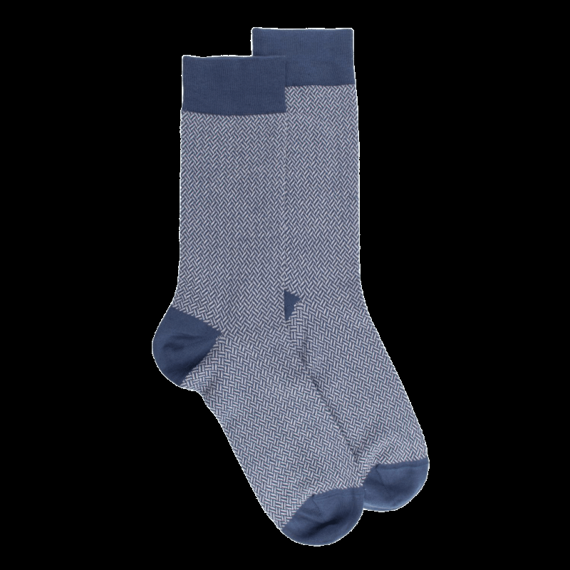 Doré Doré Chaussettes En Coton égyptien Pour Hommes Avec Motifs Entrelacés - Bleu Port
