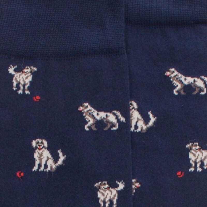 Doré Doré Chaussettes En Coton égyptien Pour Hommes Avec Motifs De Chiens - Bleu Matelot