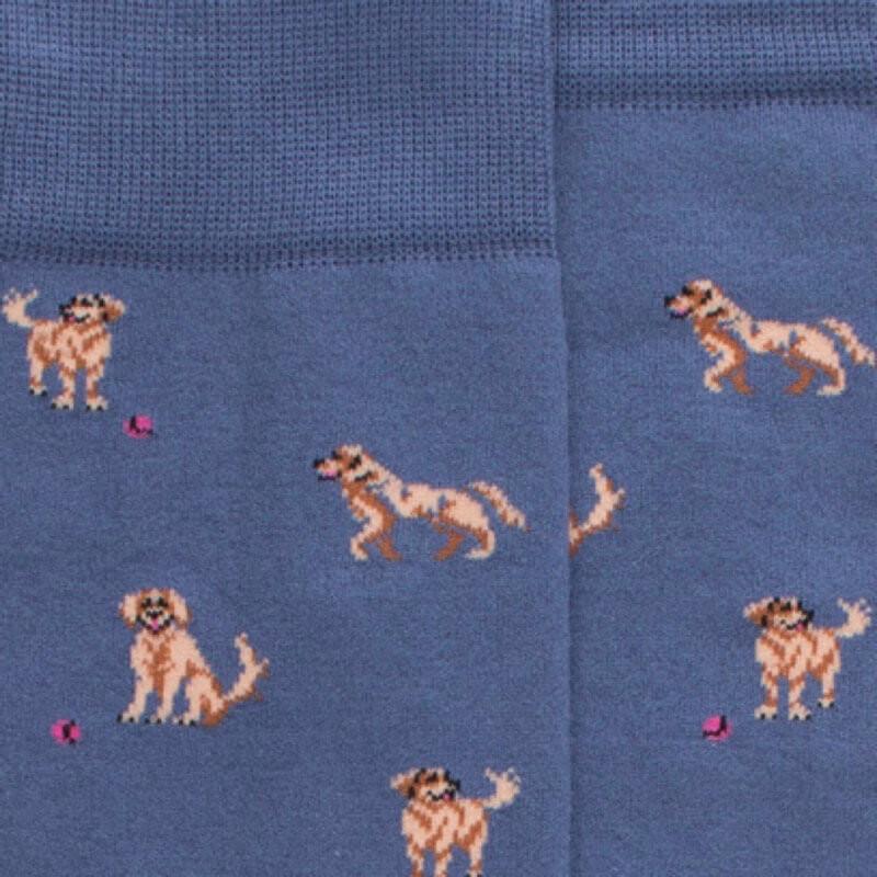 Doré Doré Chaussettes En Coton égyptien Pour Hommes Avec Motifs De Chiens - Bleu Port