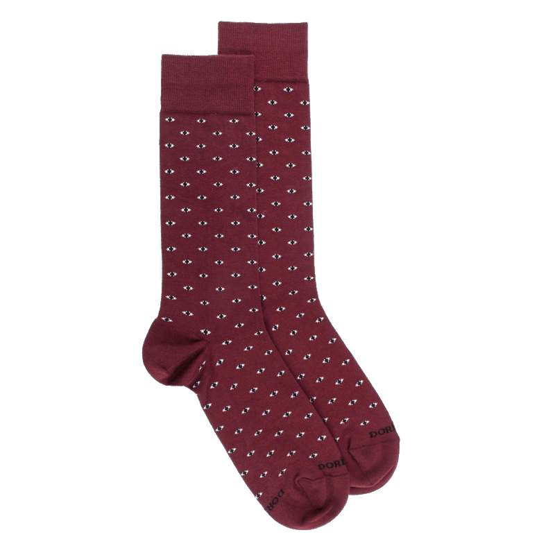 doré doré Chaussettes en coton égyptien pour hommes avec motifs d'yeux - Aubergine