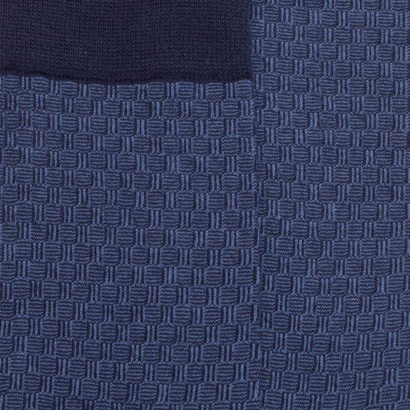 Doré Doré Chaussettes En Coton égyptien Pour Hommes Avec Motifs De Tissage Bicolores - Bleu Matelot