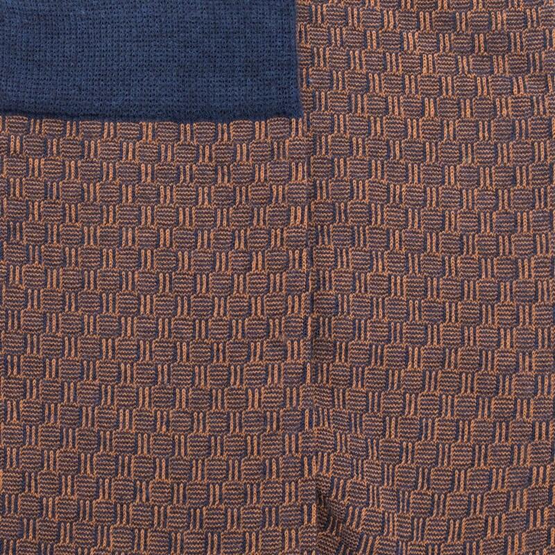 Doré Doré Chaussettes En Coton égyptien Pour Hommes Avec Motifs De Tissage Bicolores - Bleu Jean Foncé