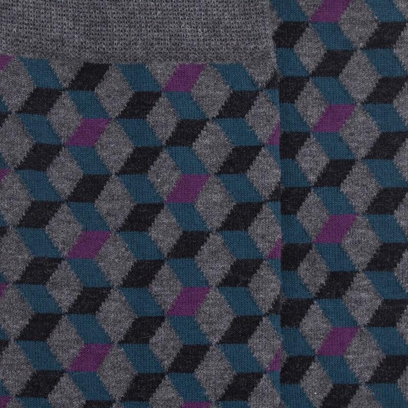 Doré Doré Chaussettes En Coton égyptien Pour Hommes Avec Motifs De Cubes En 3D - Gris Oxford