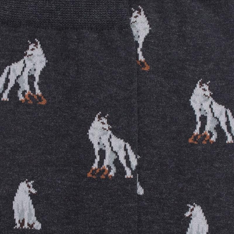 Doré Doré Chaussettes En Coton égyptien Pour Hommes Avec Motif De Loup - Gris Anthracite