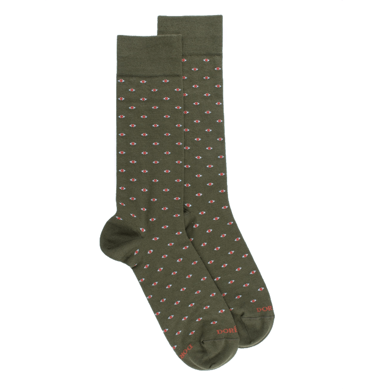 doré doré Chaussettes en coton égyptien pour hommes avec motifs d'yeux - Vert mélèze