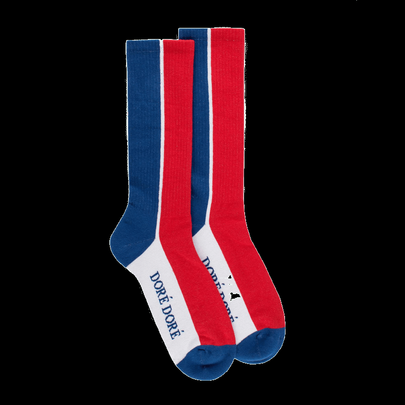 doré doré Chaussettes en coton éponge à motifs colorés pour hommes - Bleu Cosmos