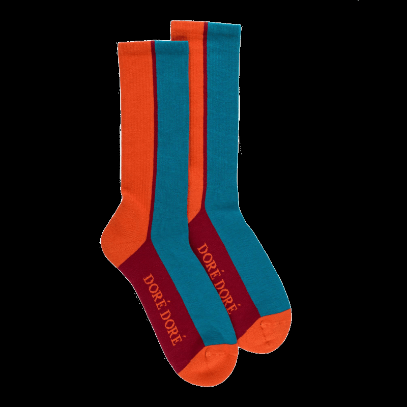 doré doré Chaussettes en coton éponge à motifs colorés pour hommes - Orange
