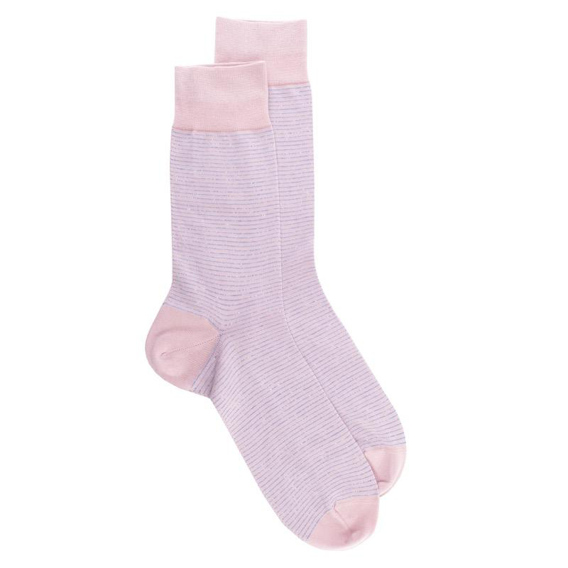Doré Doré Chaussettes En Coton Et Lin à Fines Rayures - Rose