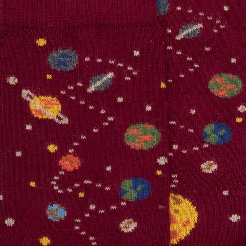 Doré Doré Chaussettes En Coton Motifs Planètes - Bordeaux